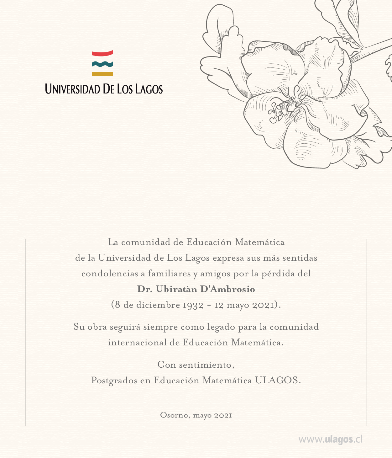 Pésame por el fallecimiento de Ubiratàn D’Ambrosio
