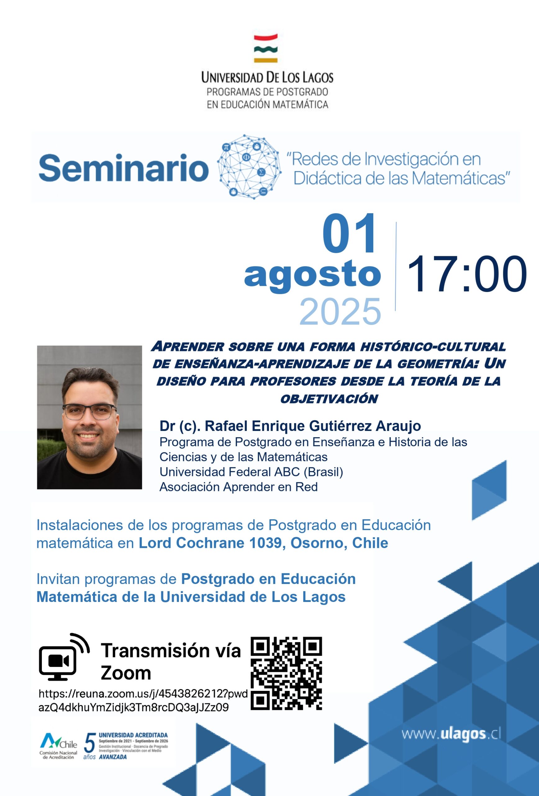 Invitación | viernes 01 agosto, 17h00 | Seminario REDES de Investigación en Didáctica de las Matemáticas